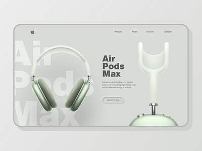 Concept Air Pods Max website neomorphism style