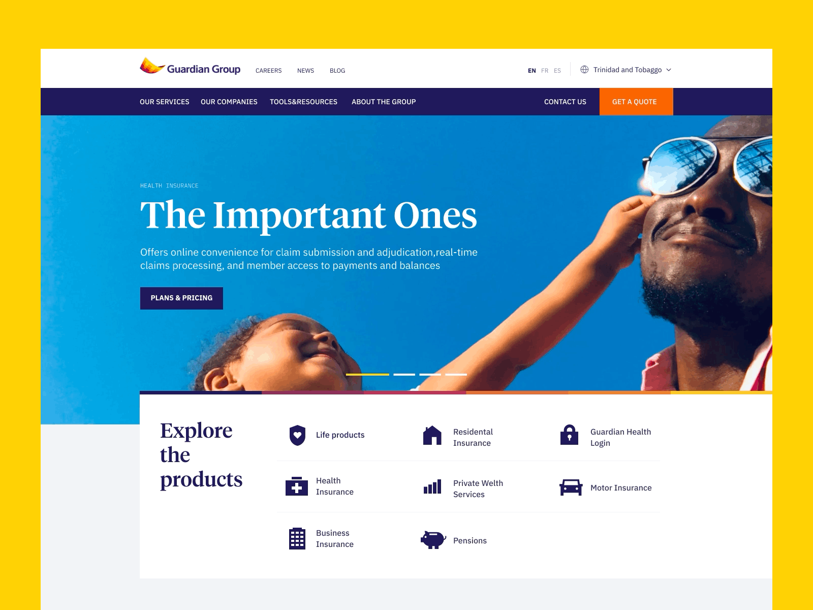 Homepage interaction for insurance company