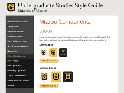 Undergraduate Studies Style Guide missouri mizzou pattern library patterns style guide styleguide university of missouri