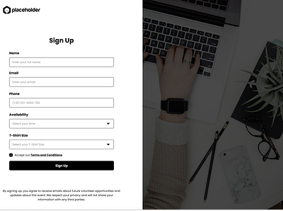 Day - 1: Signup page for a volunteer event #DailyUI dailyui design signup website