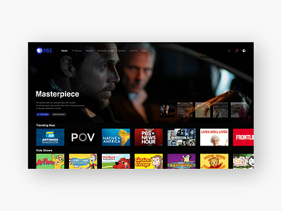 PBS Streaming Landing Page ui web design web ui