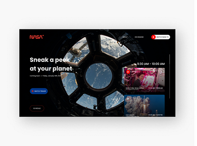 NASA Livestream Landing Page ui web design web ui