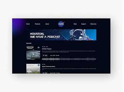 NASA Podcasts Landing Page ui web design web ui