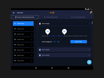 Sensor meteorology dashboard App