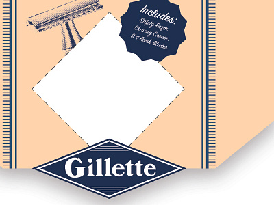 Gillette Package Preview die cut halftones lines packaging pattern razor