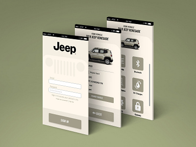 Jeep App Screens app app design jeep layout menu screen screens sign in ui ux