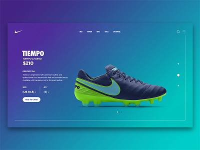 Nike Tiempo product page football nike page product shoe soccer tiempo ui