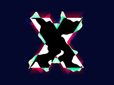 X distort neon text typography x