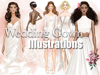 Wedding Gown Illustrations brides design fashion figure fashion figure template fashion illustration illustration model procreate wedding dress wedding illustration