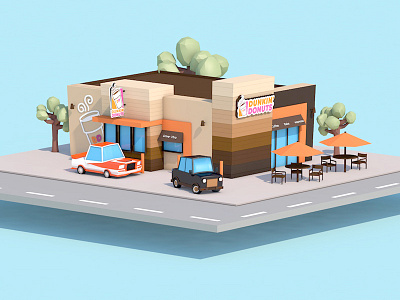 Low Poly DD Store 3d c4d coffee lowpoly