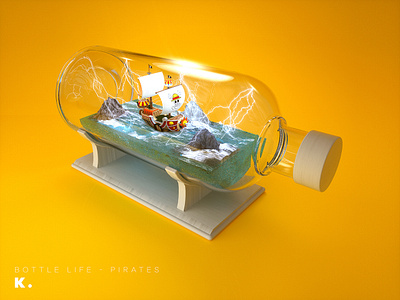 Bottle Life Vol.4 - Pirates 3d c4d comic illustration lightning manga ocean onepiece pirates sail ship sunny thousandsunny