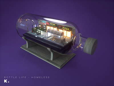 Bottle Life Vol.6 - Homeless 3d big apple c4d cinema 4d illustration modeling new york night octanerender street