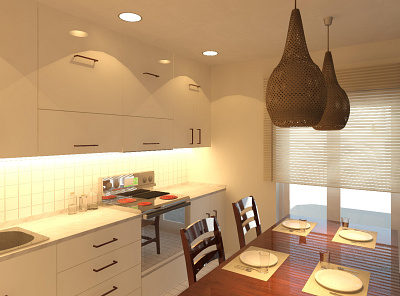 Kitchen 3d model design kitchen kitchen design modern render revit white