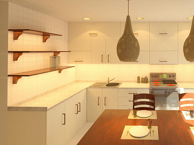 Kitchen 3d model design interior design kitchen desing modern render revit white