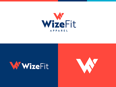 WizeFit Apparel Logo apparel brand blue branding clothing clothing line fitness initials logo modern monogram orange wf