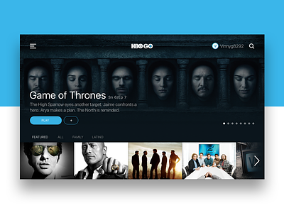 Daily UI Day 025 - TV App 025 apple tv application daily ui daily ui challenge day 025 game of thrones hbo go interface smart tv tvos uiux