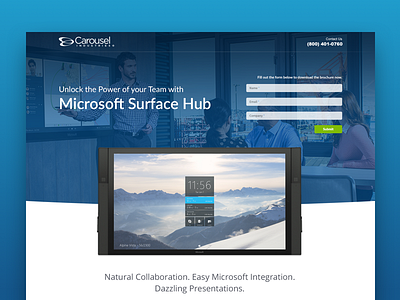 Carousel / Microsoft Surface Hub Landing Page agency emagine landing page marketing microsoft responsive software technology ui ux web design wordpress
