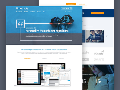 TimeTrade Website agency appointments emagine homepage landing page responsive scheduling software ui ux web design wordpress