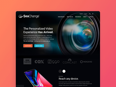 SeaChange Homepage - Alternate Concept agency homepage landing page modern personalized video teal video web design wordpress