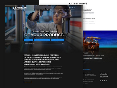 Artisan Homepage Design agency dark background dark blue dark ui emagine homepage landing page web design wordpress