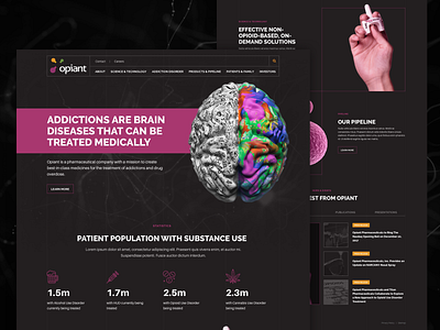 Opiant Homepage Concept agency dark ui healthcare homepage interface landing page modern pharma pharmaceuticals purple sketch web design