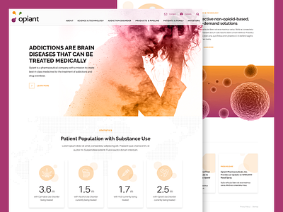 Opiant Final Homepage agency healthcare interface landing page modern orange pharmaceuticals purple sketch ui ux web design