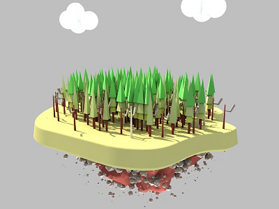 Forest c4d design isometric modeling