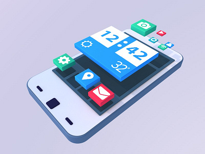 Cellphone c4d design isometric modeling