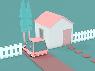 House c4d design isometric modeling