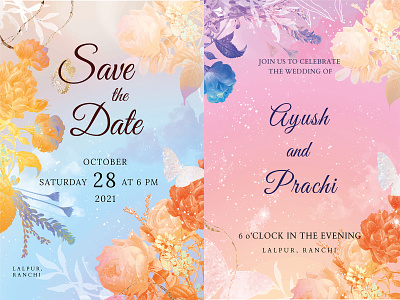 Ayush and Prachi's Save the date! customized invites design digital cards digital floral invite digital invite ecard engagement invite graphic design online cards online invitation wedding invitation wedding invites