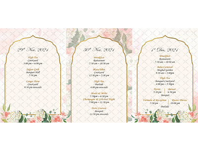 Itinerary Design (Inside Pages) customized customized invites design digital cards digital floral invite digital invite ecard graphic design itinerary itinerary design