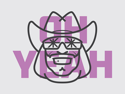 Macho Man cowboy hat face glasses happy friday macho man purple simple thicklines wrestlin