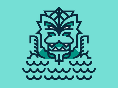 Sea Monster blue dragon gyarados nessy sea simple thicklines water