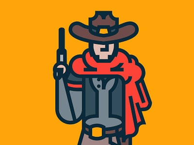 Cowboy cape cowboy flat gun hat mccree overwatch red dead redemption simple thicklines west