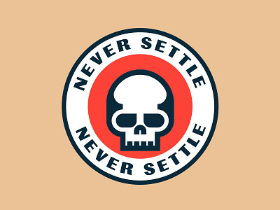 Never Settle oldtype red seal simple skull thicklines