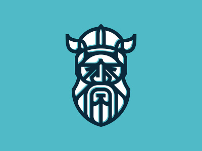 Squinty Viking beard flat helmet horms offset simple squint thicklines viking
