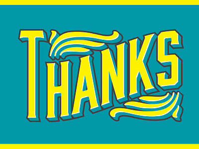 Thanks Card card give thanks hand lettering highlighter yellow offset swoops