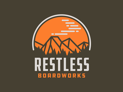 Restless Boardworks flat geometery hardware mountains simple thicklines trees