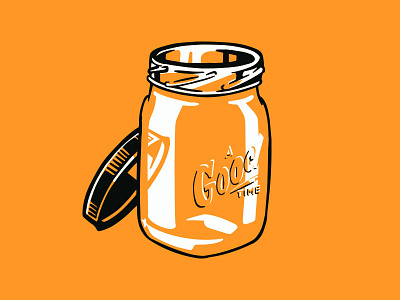 Goodtimes flat glass handdrawn illustration mason mason jar