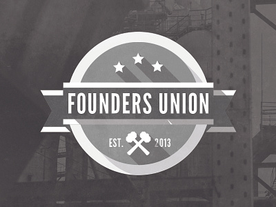 Founders Union flat hammer industrial logo retro ribbon stripe urban vintage