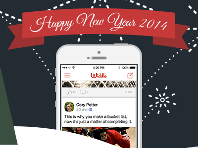 New Year's Email header 2014 app email flat happy holidays header illustration ios7 iphone marketing new years