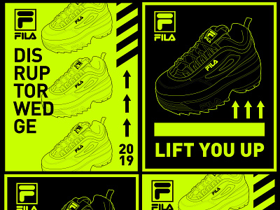 Disruptor Wedge 2 advertising branding campaign fila illustration sneakers