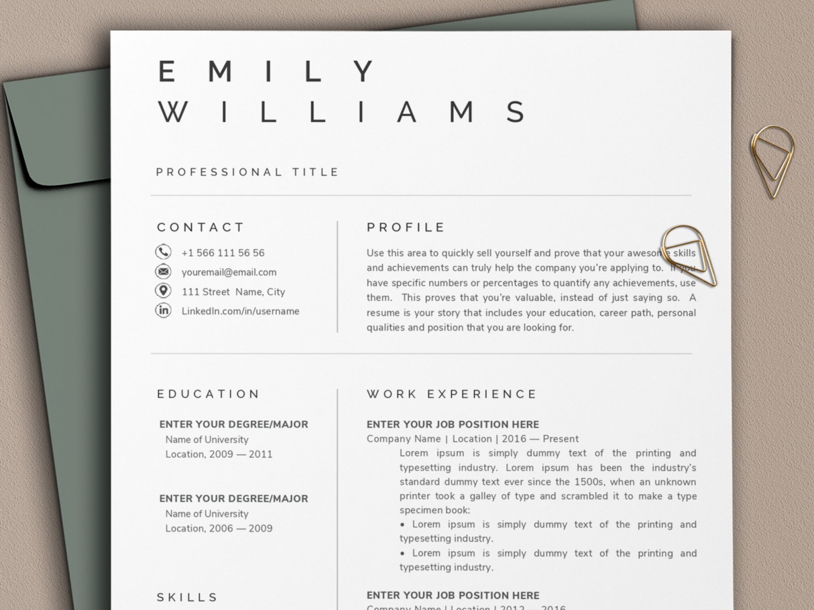 Resume template / CV template by UResume on Dribbble