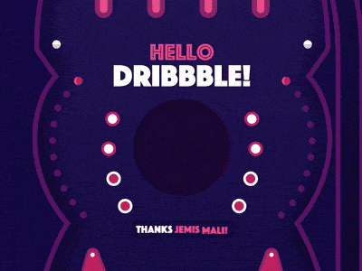 Hello Dribbble! animation debut gif loop motion graphics pinball