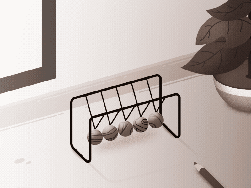 Newton's Cradle cradle desktop gif loop newton office physics plant toy