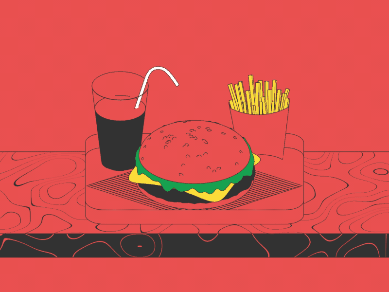 Burger 3d animation blender burger color fast food flat fries toon