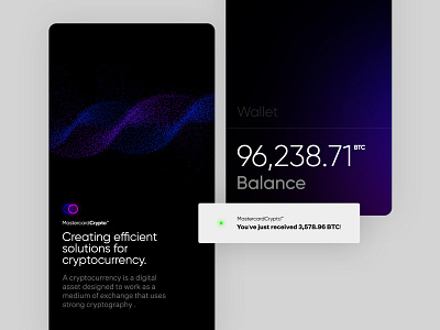 Cryptocurrency onboarding and wallet app concept