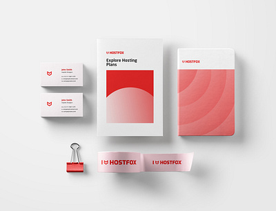 Stationery Branding For Hostfox brand branding concept design logo