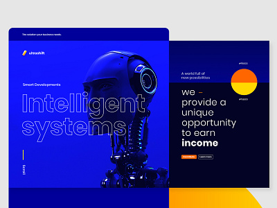 ultrashift landing page concept animation app brand branding clean concept design desktop future futuristic futuristic ui illustration landing page minimal modern typography ui ux web website