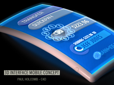 Mobile terminal concept w/ 3D interface 3d c4d interface mobile render